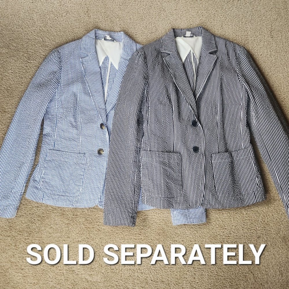 NWOT L.L.Bean Signature Seersucker Blazer in Blue Pinstripe Size 2 - Picture 7 of 7